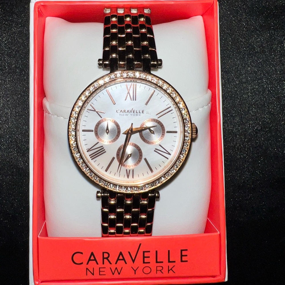 Caravelle New York Designed by: Bulova Rose Gold Stainless Steel Bracelet Watch - Picture 2 of 8